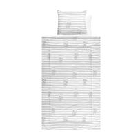 Set lenjerie pat 4 piese Lorelli Grey Striped, bumbac ranforce