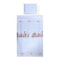 Set lenjerie pat 4 piese Lorelli Train Blue, bumbac ranforce, 70 x 140 cm, 60 x 120 cm