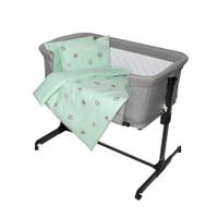 Set lenjerie pat 5 piese Lorelli Friends Green Eva, 100% bumbac ranforce, dimensiune interioara 90x50 cm