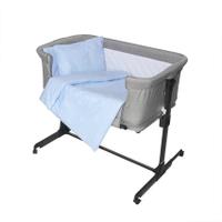 Set lenjerie pat 5 piese Lorelli Little Bear Blue, 100% bumbac ranforce, Eva, dimensiune interioara 90x50 cm