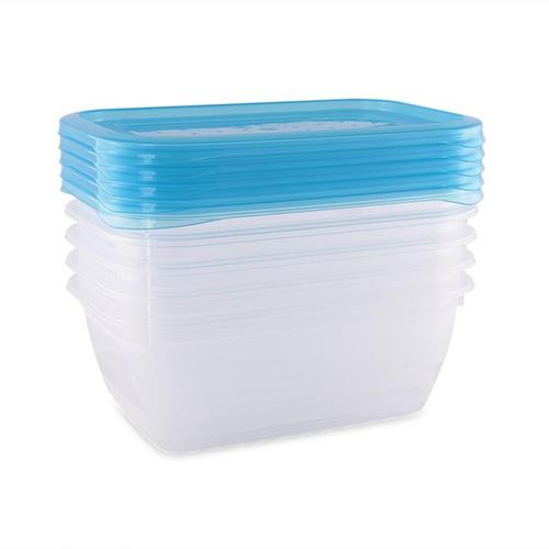 Set 5 recipiente rectangulare Lorelli, cu capac pentru pastrarea hranei, inchidere etans, fara BPA, plastic rezistent la congelare, transparent, 500 ml