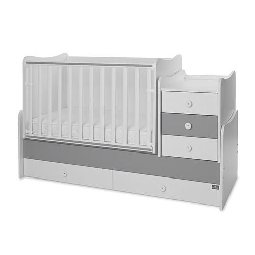 Mobilier transformabil Lorelli Maxi Plus White Stone Grey, patut balansoar, birou, comoda, cu muchii rotunjite, 167x72x105 cm