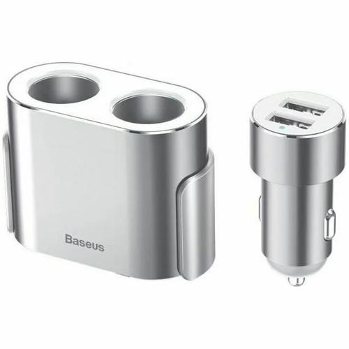 Incarcator auto Baseus High Efficiency, 80W, 2xUSB 3.1A, 2x extensie bricheta, Argintiu