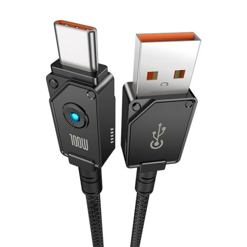 Cablu de date Baseus Unbreakable P10355801111-00, Fast Charging, USB la USB Type-C 100W, 1m, braided aliaj zinc, Negru