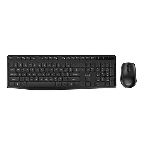 Kit tastatura si mouse wireless Genius KM8206S, 104 taste, 11 taste multimedia, 3 butone, 1200 DPI (Negru)