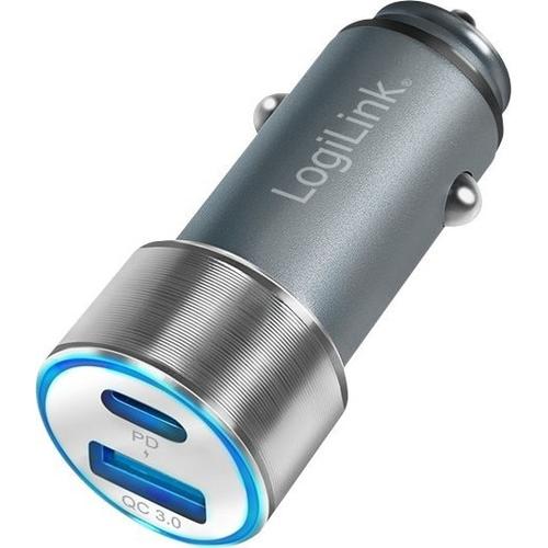 Incarcator auto LogiLink PA0252, 1x USB-C PD, 1x USB-A QC, 36 W (Argintiu)