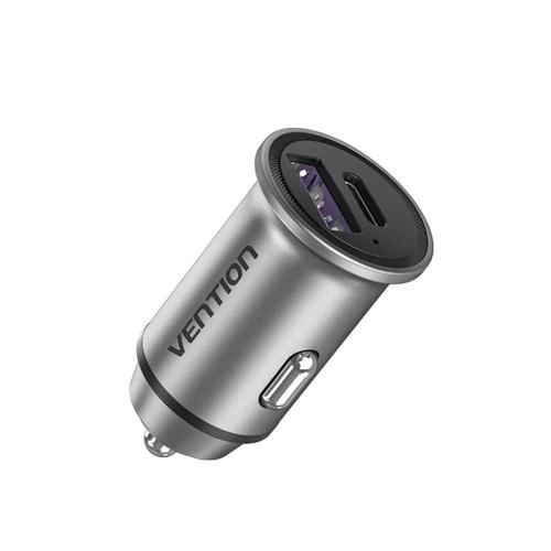 Incarcator Auto Vention FFBH0, 1x USB-A, 1x USB-C, 30 W (Gri)