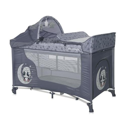 Patut Pliabil Lorelli Moonlight Plus Cool Grey Pandas, 2 Nivele, greutate maxima suportata15 Kg (Gri)