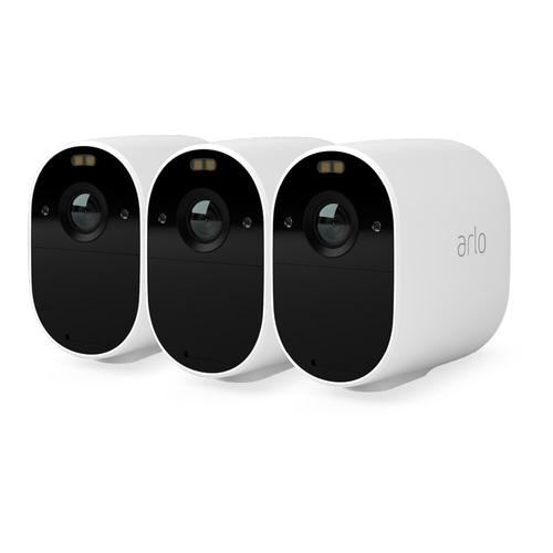 Set 3 camere de securitate pentru exterior Arlo Essential VMC2330-100EUS, 2MP, Wi-Fi, Google Assistant, Alexa, wstatie de baza nu este inclusa (Alb)