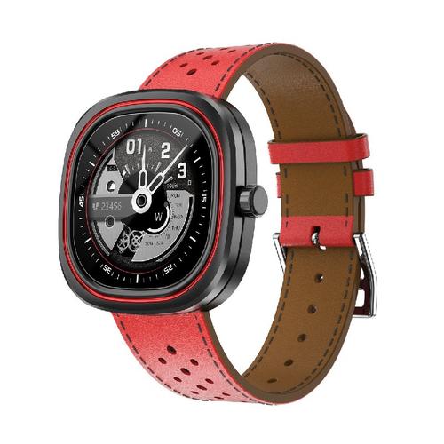 Smartwatch Doogee DG Ares, Ecran LCD HD 1.32inch, Bluetooth, Ritm cardiac, Saturatie oxigen, Monitorizare somn, Memento sedentarism, Android/iOS, Notificari, 300mAh, Curea din Piele (Rosu)