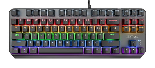 Tastatura Gaming Mecanica Trust GXT 834 Callaz RGB TKL Gaote Outemu Red Switch, USB layout US (Negru)