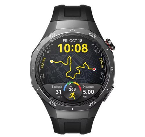 Smartwatch HUAWEI Watch GT 5 Pro 46mm, Ecran AMOLED 1.43inch, Bluetooth, NFC, GPS, Android/iOS, Titanium Case, Curea Fluoroelastomer, HarmonyOS (Negru)