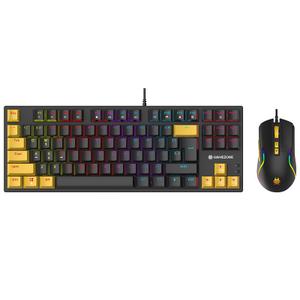 Kit tastatura si mouse Tracer GameZone Hornet 87 USB, Iluminare RGB, 87 taste, 7200 DPI (Negru/Galben)