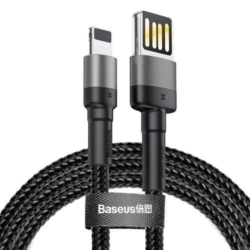 Cablu de date si incarcare Baseus Cafule CALKLF-HG1, USB-A - Lightning, 18 W, 2m (Gri)