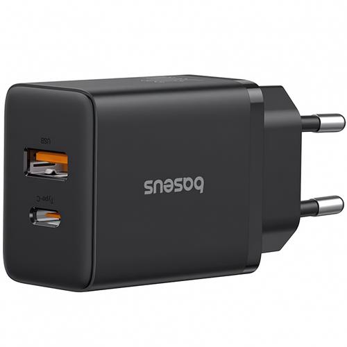 Incarcator Retea Baseus Cube P10111404113-00, 30W, 2.4A, 1 x USB-A - 1 x USB-C (Negru)