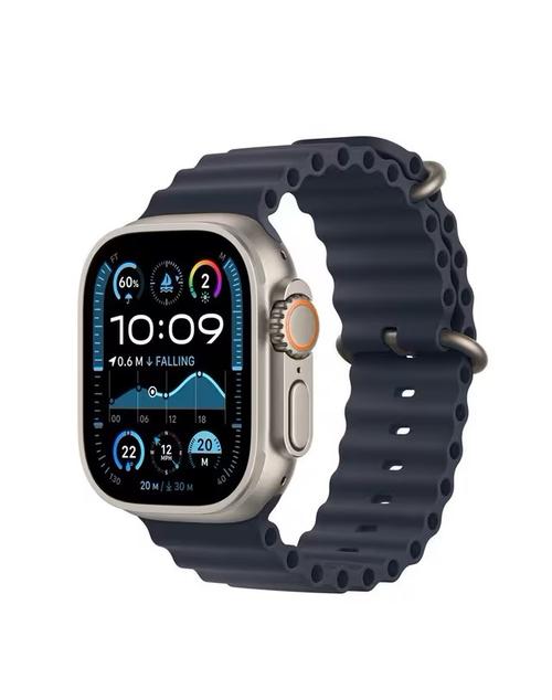 Smartwatch Apple Watch Ultra 2 GPS + Cellular, 49mm Natural Titanium Case with Navy Ocean Band (Albastru)