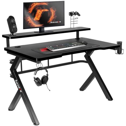 Birou gaming cu suport pentru monitor Huzaro Hero 5.0, 120 x 60 x 69.5 cm, Aluminiu/HDF (Negru)