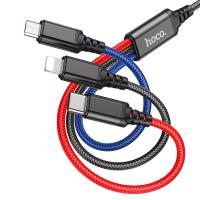 Cablu Incarcare USB-A - Lightning / microUSB / USB-C HOCO X76, 18W, 1m, Multicolor