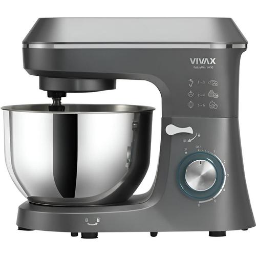 Robot de bucatarie Vivax RM-61400SX, 1400W, capacitate 6L, 6 trepte de viteza, functia Pulse, 3 accesorii detasabile (Negru/Argintiu)