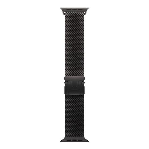 Curea Smartwatch Apple MXKF3ZM/A pentru Watch 49mm, Titanium Milanese Loop, Small (Negru)