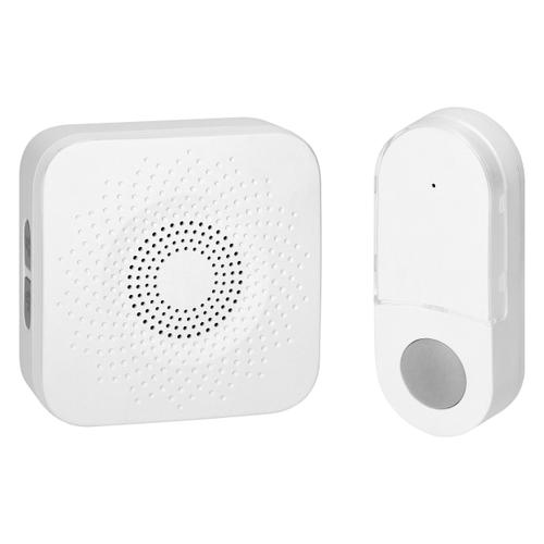 Sonerie wireless ORNO OR-DB-AB-169/W, pentru usa sau poarta, exterior, alimentare la retea, transmitator rezistent la apa IP44, distanta de functionare 150 m, 32 melodii disponibile, kit montaj perete, 1 receptor, Alb