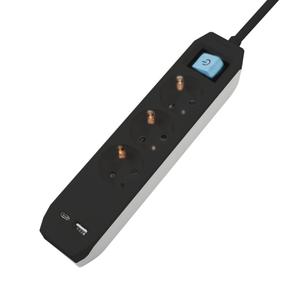 Prelungitor SPACER, Schuko x 3, Type-C x1, USB x 1, 3.1A, cablu 4.5m, 16 A, max. 3500W, protectie copii, Intrerupator, Negru