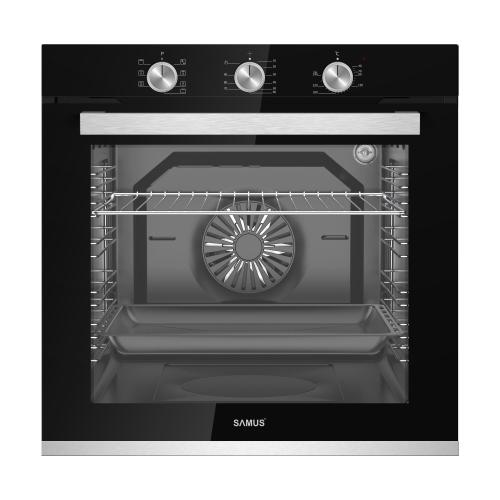 Cuptor Incorporabil Samus SC8170BGTV, 80 l, 7 functii, 2500 W, Clasa energetica A, Grill, Ventilator, Timer mecanic  (Negru/Inox)