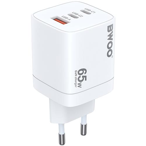 Incarcator Retea BWOO CDA147, 65W, 4.5A, 1 x USB-A - 2 x USB-C, Alb