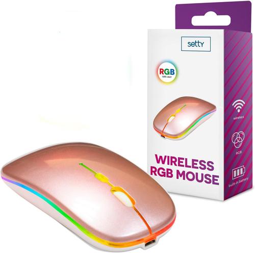 Mouse Wireless Setty, 1600DPI, RGB (Roz/Auriu)