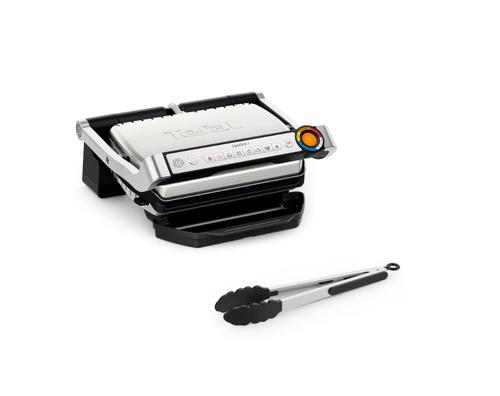 Gratar electric Tefal Optigrill+ GC718D10, 2000W, 6 programe automate, placi de 30 x 20 cm detasabile, cleste inclus, mod auto si manual (Argintiu)