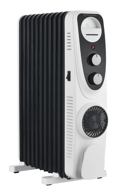 Calorifer electric cu ulei Heinner HOH-MVT11WH-BK, 2300 W, 3 setari temperatura, Ventilator Turbo, 11 elementi (Alb/Negru)