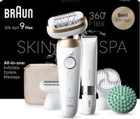 Epilator Braun SES9-481 Silk épil 9 Flex SkinSpa 3D, 40 micro pensete, Autonomie 50 minute, Wet&Dry, Smart Light, Smart Touch (Alb/Auriu)