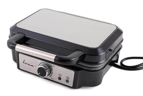 Aparat de facut gofre Fram FAG-M1000BKSS, 1000 W, capacitate 2 gofre, placi fixe cu invelis antiaderent, temperatura ajustabila, indicator luminos (Negru/Gri)