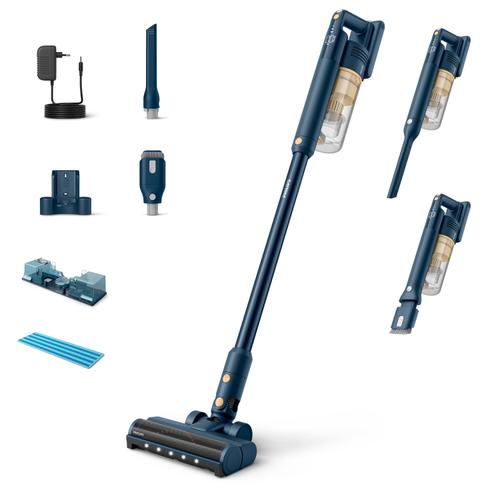 Aspirator vertical Philips XC5043/01 Seria 5000, 25.2 V, Modul Aqua, Autonomie 60 min, Motor digital, Filtrare in 3 etape (Albastru/Galben)