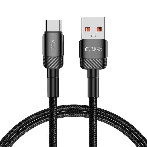Cablu Date si Incarcare USB-A - USB-C Tech-Protect Ultraboost EVO, 100W, 1m, Negru
