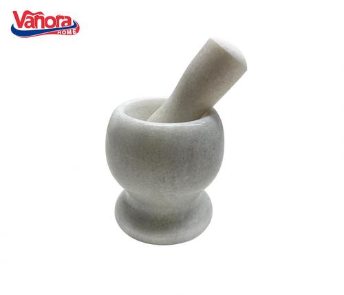 Mojar cu pistil Vanora VN-YMJ-M95A, marmura, DIA, 9.5 cm (Alb)