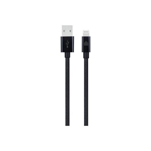 Cablu de date Dviced DV120001, USB-A la Lightning, Nylon Textil, 0,25m (Negru)