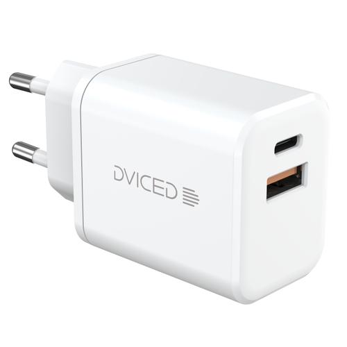 Incarcator retea Dviced DV221008, 35W, GaN, 1 USB-A, 1 USB-C, Cablu USB-C 1.25m (Alb)
