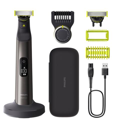 Aparat hibrid de barbierit si tuns Philips OneBlade Pro 360 QP6652/61, 2 lame 360, 20 de setari de lungime (0,4-10 mm), 2 accesorii pentru corp, Autonomie 120 min, toc hardcase (Negru)