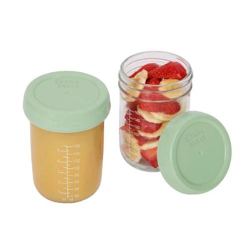 Set 2 Boluri din sticla Badabulle Badabowls pentru pastrarea hranei bebelusului, 220 ml