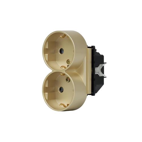 Modul Priza Dubla LUXION Pentru Doza Simpla (Auriu)