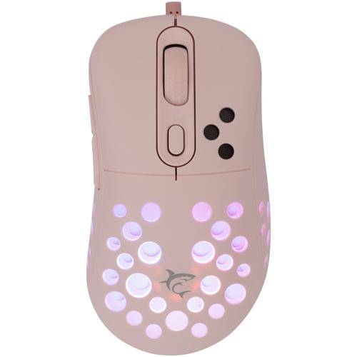 Mouse Gaming cu fir White Shark AZRAEL, 12.800 DPI, 1.000Hz, 66IPS, 20G, Chipset INSTANT A825, Switch-uri HUANO, Butoane Programabile, RGB LED, Cablu Paracord 1,8m, Matte Coating, Roz