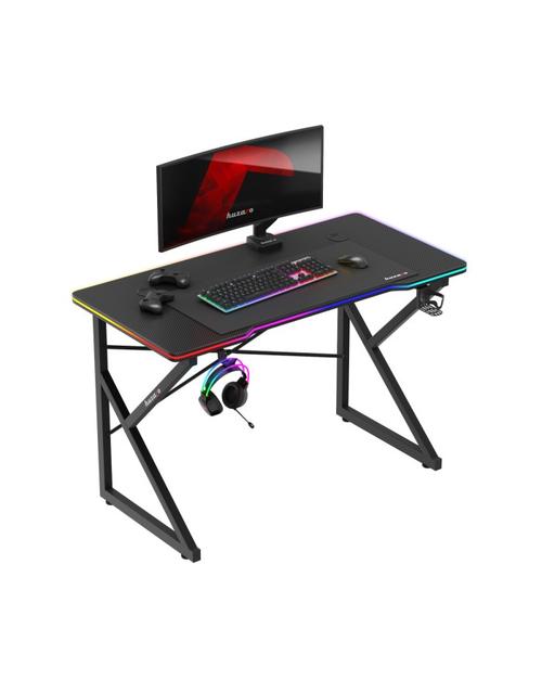Birou gaming Huzaro Hero 1.7 RGB, 366 efecte lumini, Suport casti si pahar (Negru)
