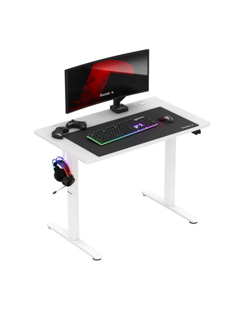 Birou gaming electric Huzaro Hero 7.9, reglare inaltime 72-118 cm, Suport casti si rucsac, max 70 kg (Alb)