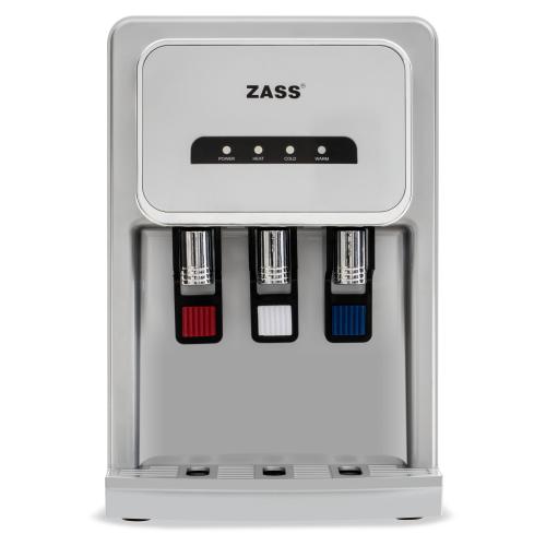 Dozator de apa de birou ZASS ZTWD 26 WF, 3 robineti, 4 filtre, racire cu compresor, silentios (Argintiu)