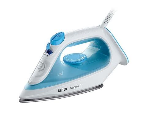 Fier de calcat cu aburi Braun TexStyle 1, 2000 W, 220g/min, 120ml, talpa SuperCeramic (Alb/Albastru)