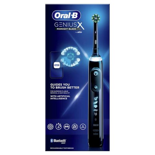 Periuta de dinti electrica Oral-B Genius X, 40000 pulsatii/min, 8800 oscilatii/min, Inteligenta artificiala, Curatare 3D, 6 programe, 1 capat, Bluetooth (Negru)