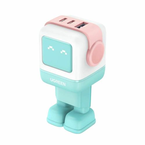 Incarcator retea Ugreen Uno 65W, GaN Fast Charging, 2x USB-C, 1x USB-A, Albastru