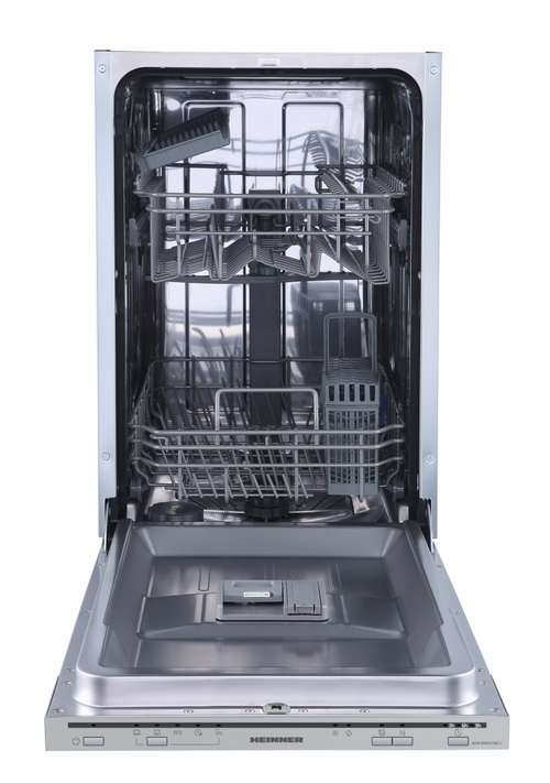 Masina de spalat vase incorporabila Heinner HDW-BIM45510E++, Slim, 10 seturi, 5 programe, Clasa E, AquaStop, 45 cm