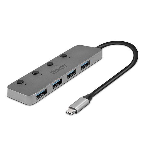 Hub Lindy LY-43383, 4 Port USB 3.2 (Gri)